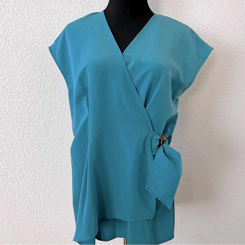 Teal wrap blouse